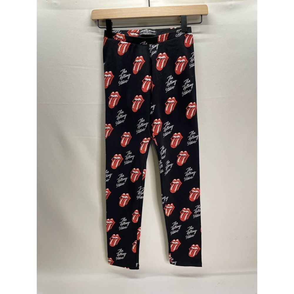 The Rolling Stones ZARA Girls Leggings Black All Over Print Size 11-12 152cm
